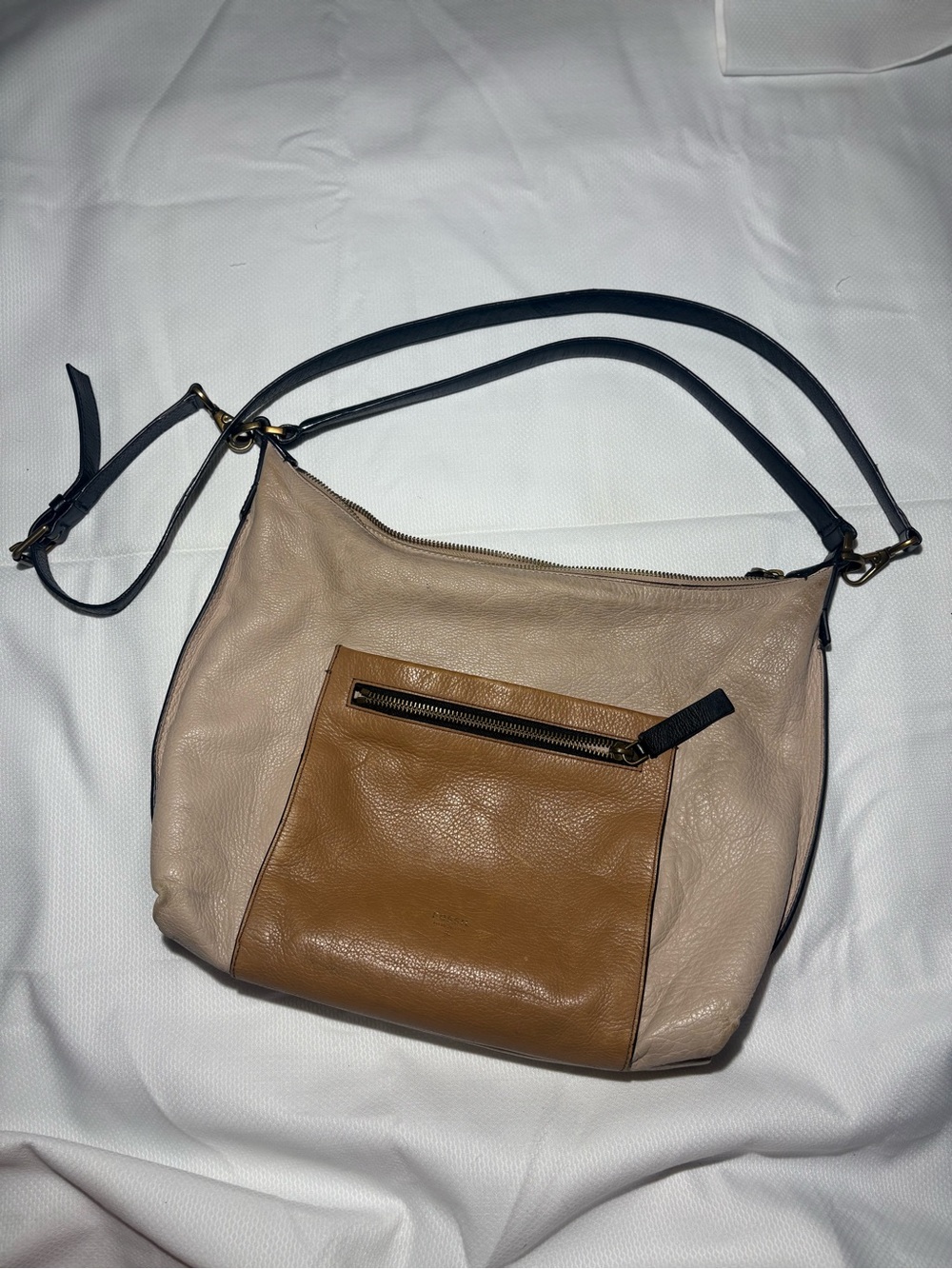 Fossil Vickery Colorblock Leather Hobo Shoulder Bag / Crossbody